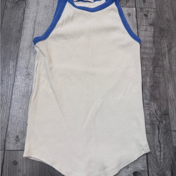 FREE PEOPLE We The Free Only 1 Ringer Tank Top Women's XS White Blue - Picture 3 of 8